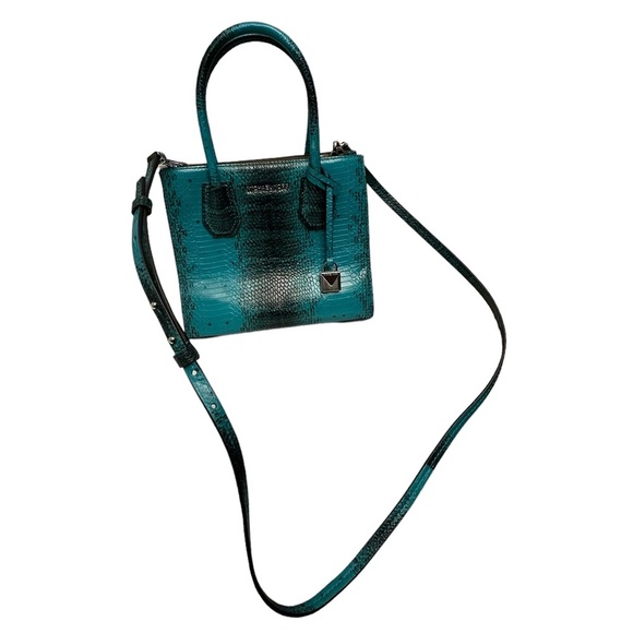 {Michael Kors} Studio Mercer medium Tote Tile Blue Leather Bag Handbag - Picture 2 of 10